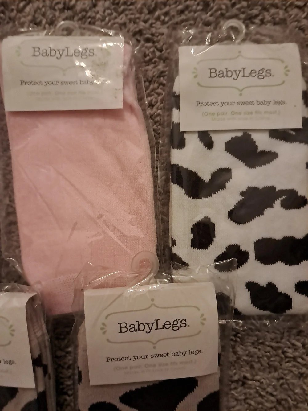 BabyLegs Baby Leg Warmers - White, Pink & Black Cow Print (5 Pack)